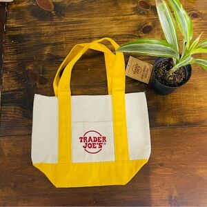 Trader Joe's Yellow and White Tote Bag